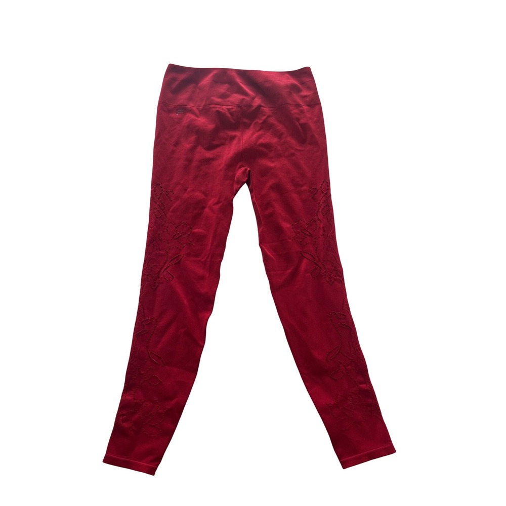 NWT Fabletics‎ Red Seamless Floral Lace Leggings High Waisted Athleisure Size L